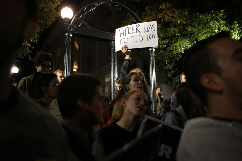 Anti-Trump Protest at UGA Arch